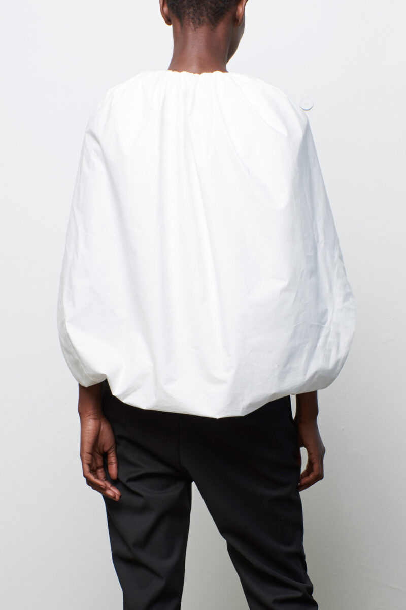 Gathered Cape Top White