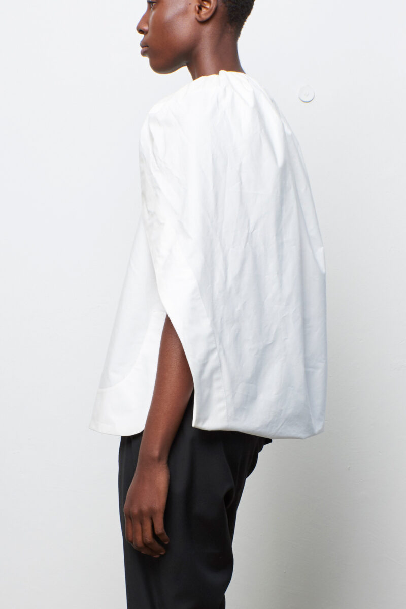 Gathered Cape Top White