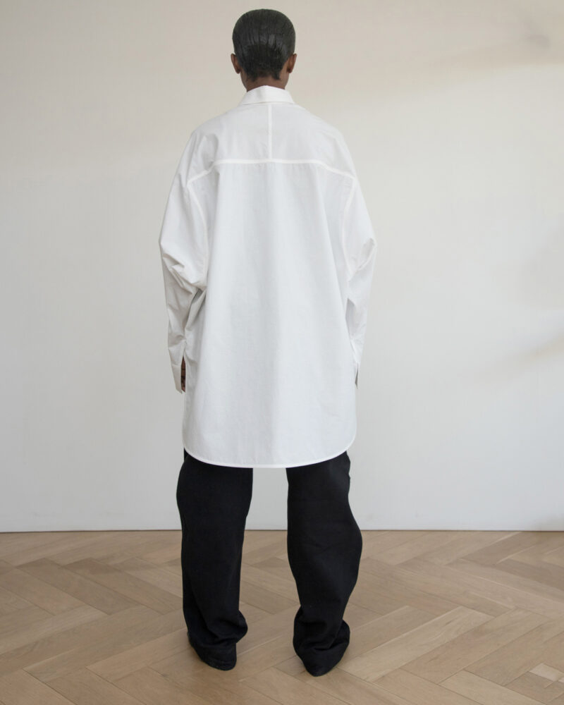 Oversized Shirt with Flap Pockets (White)