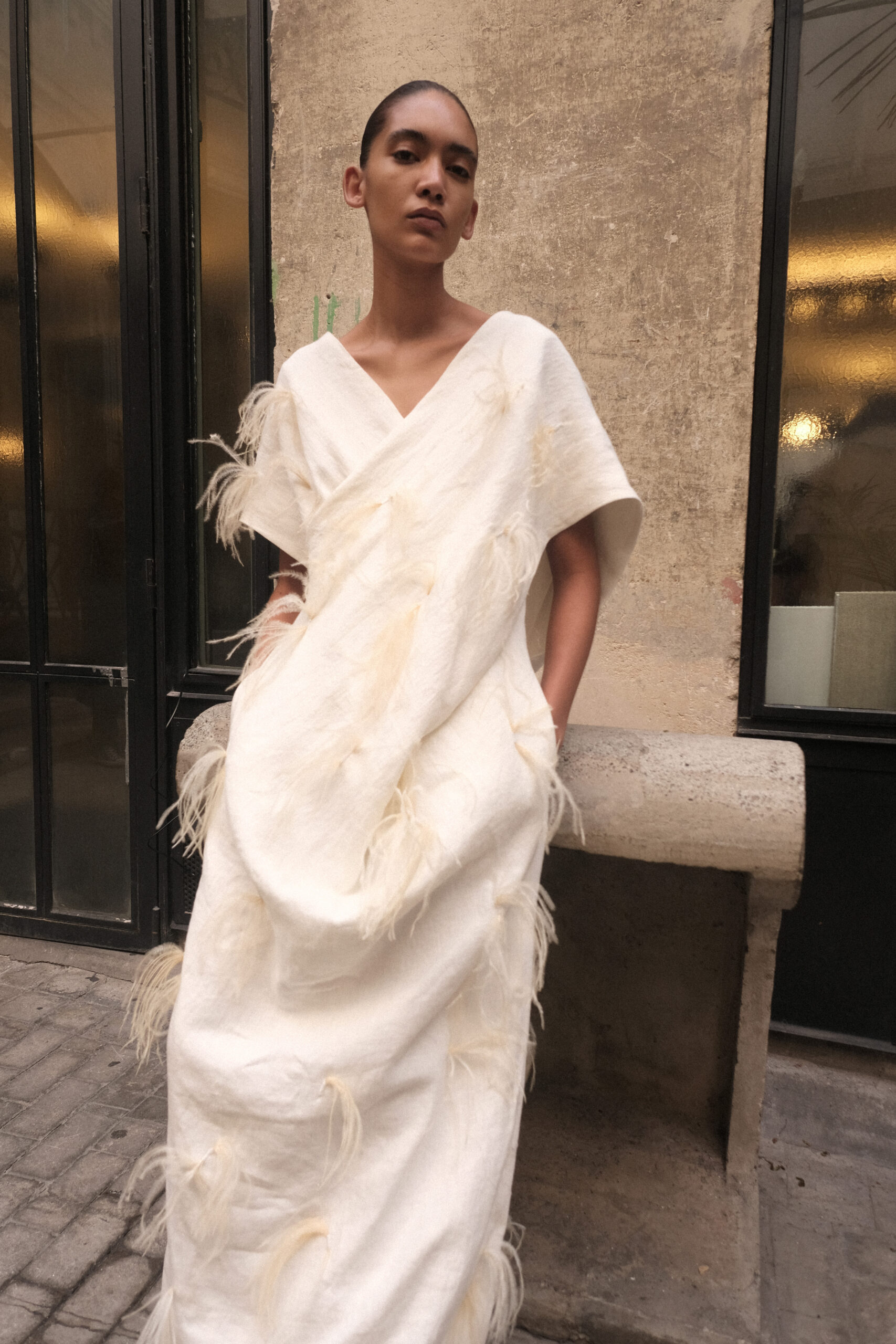 UNI FORM | Cross Over Feather Dress