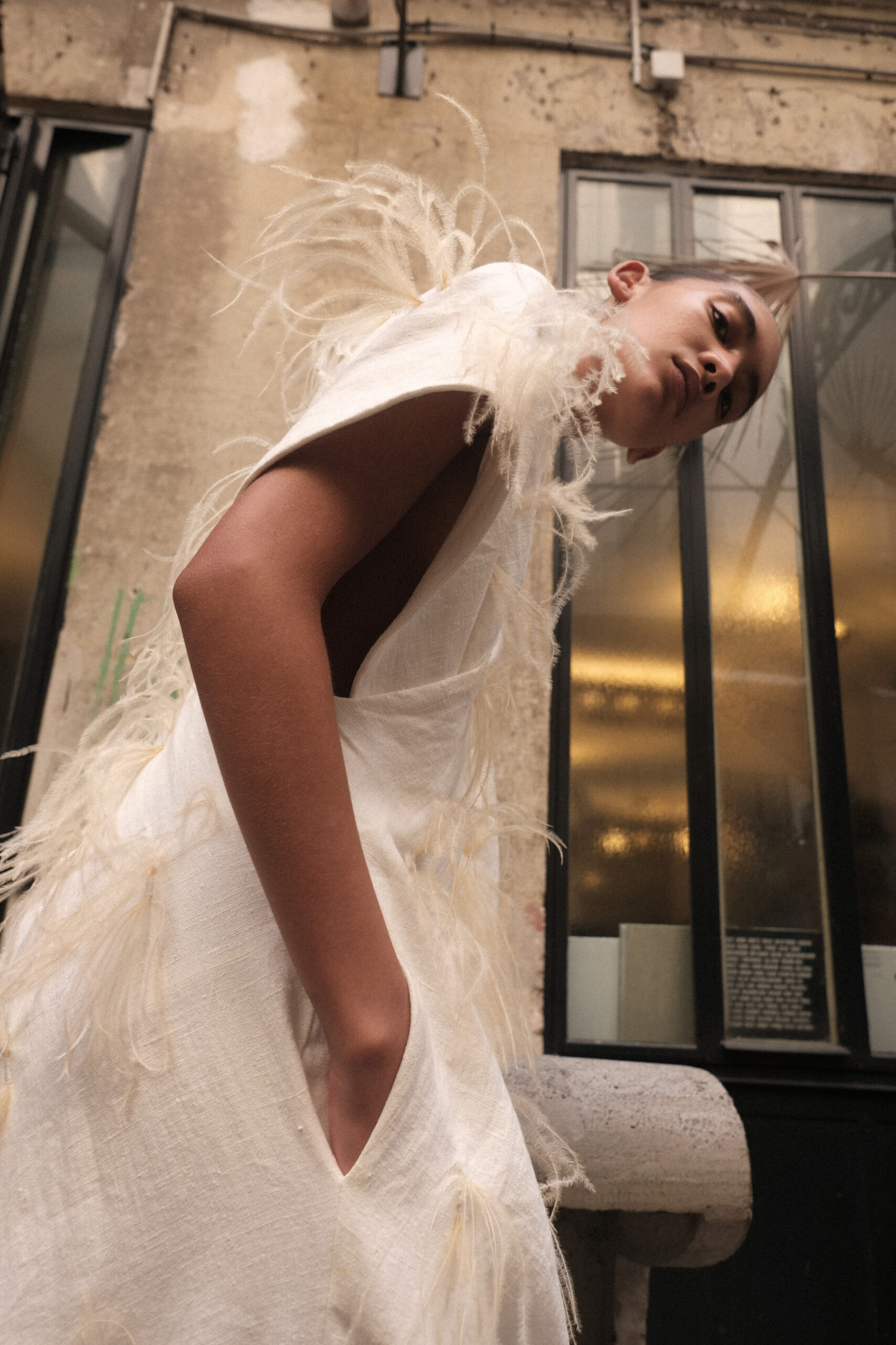 UNI FORM | Cross Over Feather Dress